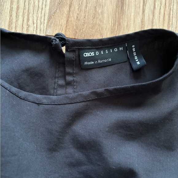 Asos Black Flowy Mini Dress With Puffy Sleeves - Picture 3 of 5